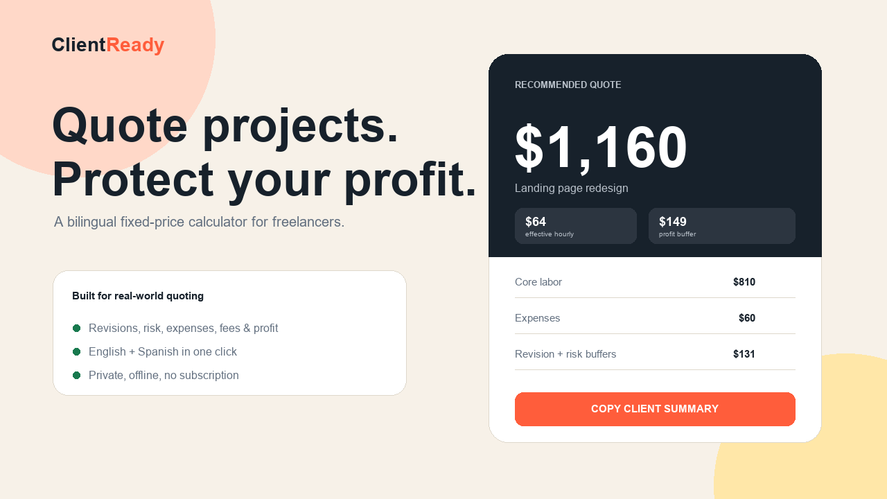 ClientReady quote calculator preview